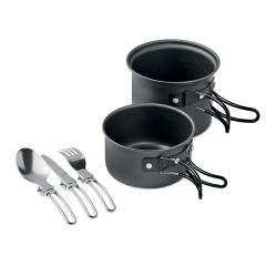 POTTY SET Camping Metal Cooking Pots With Cutlery Set