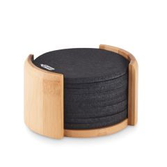 BAHIA Eco Recycled Drinks Coasters In Bamboo Holder