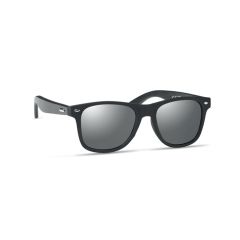 RHODOS Retro Sunglasses With Black Bamboo Arms And Mirrored Lens