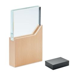 Crystal Award With Wooden Base ZEAL