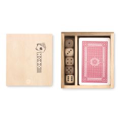 LAS VEGAS Dice And Playing Cards Set In wooden Box