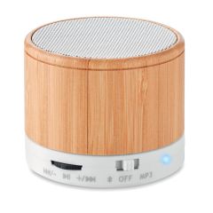 ROUND BAMBOO Wireless Speaker With Hands Free Function