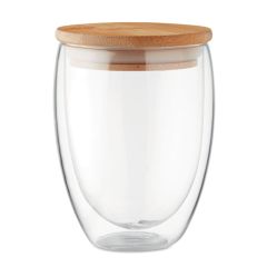 TIRANA MEDIUM Insulated Borosilicate Glass Mug With Bamboo Lid