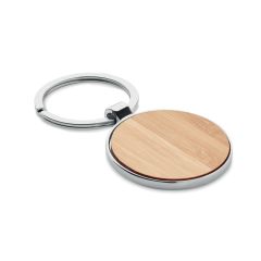 BALLARAT Round Metal And Bamboo Keyring