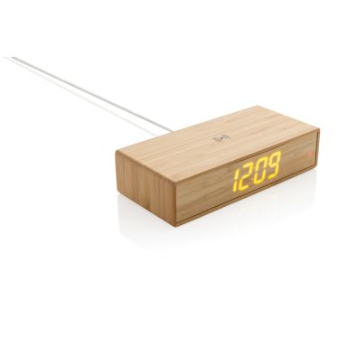 Bamboo Alarm Clock With Integrated Wireless Charger
