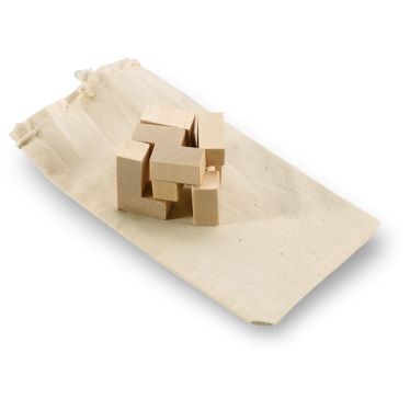 TRIKESNATS Wooden Cube Puzzle In Cotton Pouch