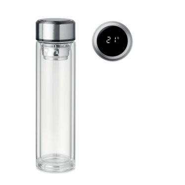 POLE GLASS Insulated Glass Bottle With Tea Infuser And LED Thermometer