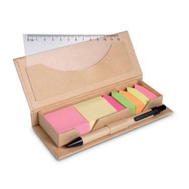 STIBOX Recycled Sticky Note Dispenser With Pen And Ruler