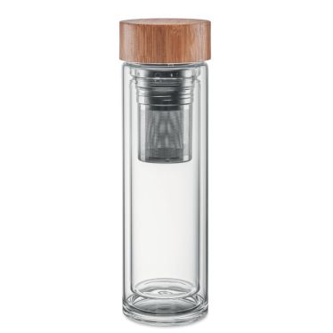 BATUMI GLASS Insulated Tea Infuser Bottle With Bamboo Lid