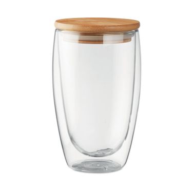 TIRANA LARGE Insulated Borosilicate Glass Mug With Bamboo Lid