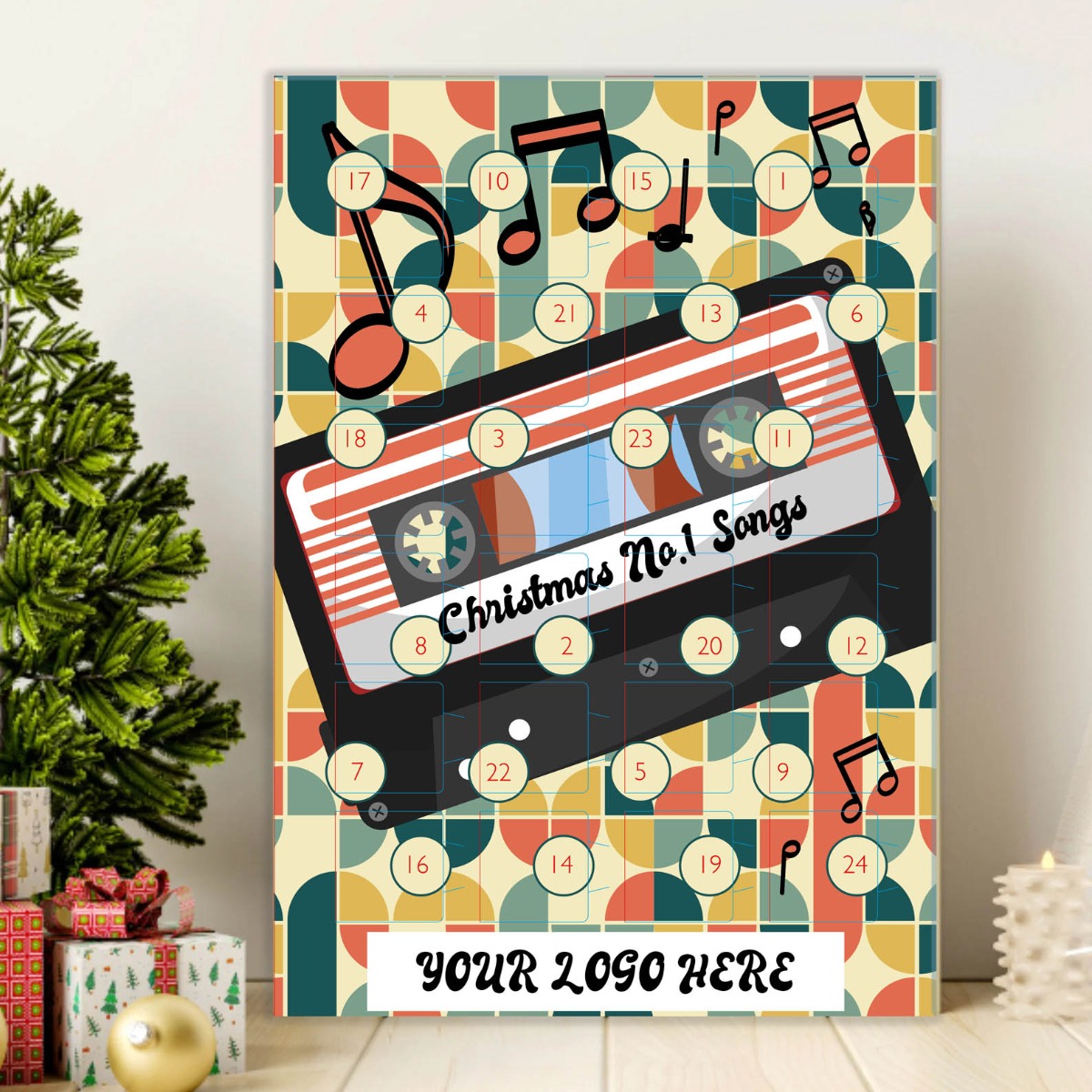 Promotional Advent Calendar Retro Christmas Number One Songs Printed